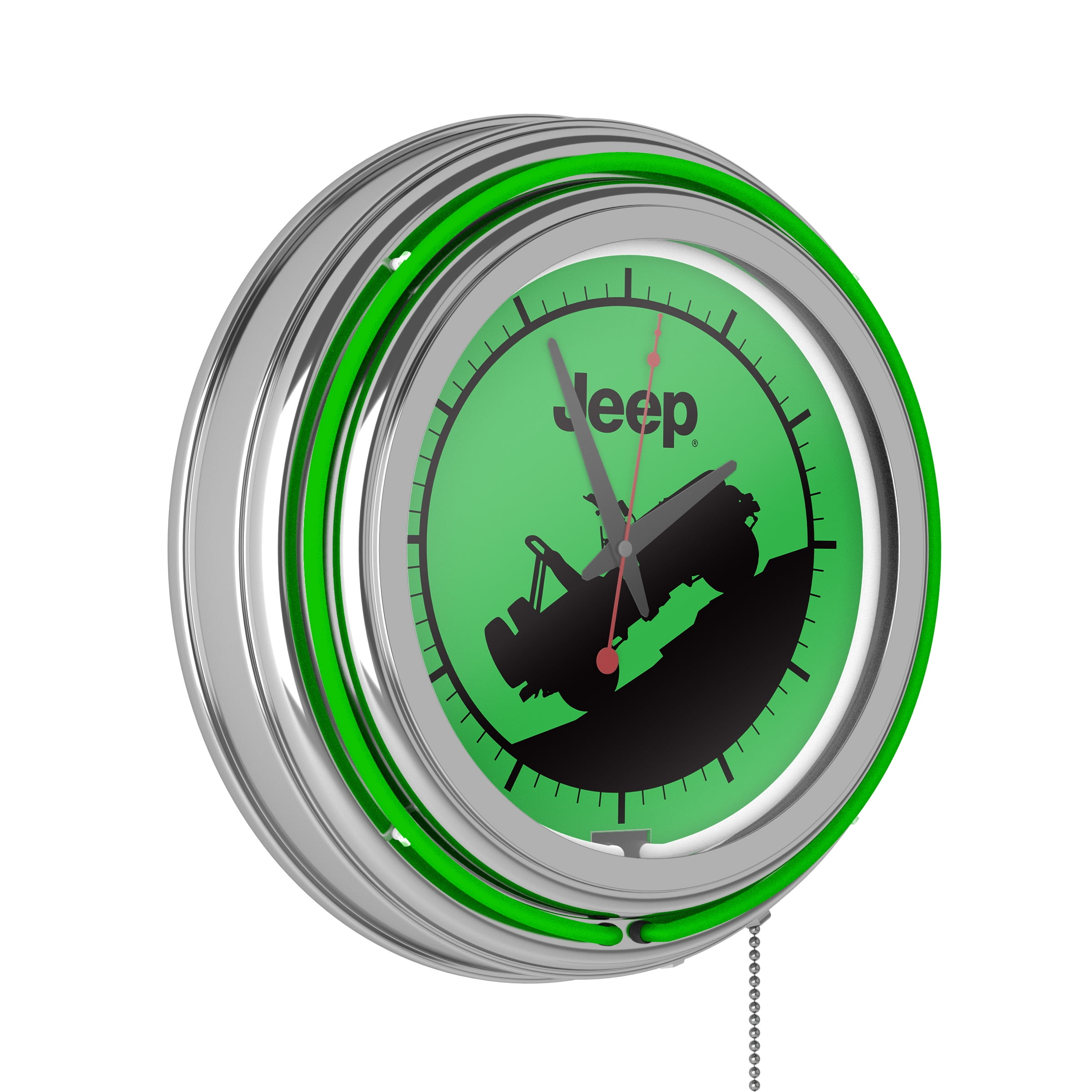 Neon Wall ClockJeep Green Silhouette Double Rung Analog Clock with