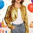 thumbnail image 7 of Otqutp Sequin Bolero Girls Jacket Long Sleeve Glitter Open Front Shrug Kids Sparkly Blazer Cropped Tops Cardigan Outerwear, 7 of 7
