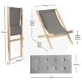 thumbnail image 3 of Silla Plegable de Madera Costway Silla Reclinable en 3 Posiciones Con Cojín Gris, 3 of 9