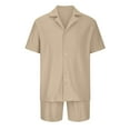 thumbnail image 3 of Fanxing 2023 Men's Short Sets Outfits: 2 Piece Beach Button Down Shirts Casual Loose Pants Short Sleeve Walking Suits men's gifts under 20 $, 3 of 4
