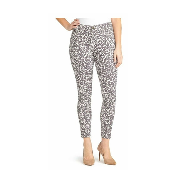 Nine West Holdings, Inc. Womens Size 14 5-Pocket Slim Fit Printed Gramercy Ankle Jeans, Leopard