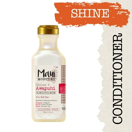 Maui Moisture Shine + Awapuhi Moisturizing Vegan Conditioner with Coconut Oils for Shiny Hair, Silicone-Free & Sulfate-Free Surfactant Aloe Conditioner to Hydrate & Detangle Hair, 13 fl oz