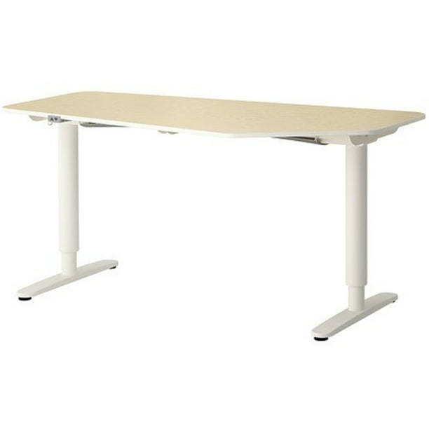 Ikea 5 Sided Desk Sit Stand Birch Veneer White 2202 882 146 Walmart Com Walmart Com