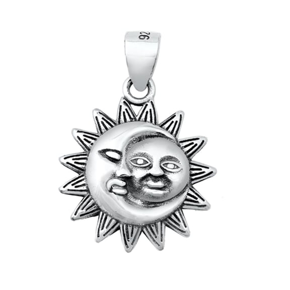 Sterling Silver Sun Moon Face Pendant Flower Sky Space Happy Charm 925 New Jewelry Female Unisex
