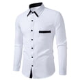 thumbnail image 2 of BVOFAR Dress Shirts for Men Button Up Long Sleeve Shirt Formal Color Block Stretch Shirts with Pockets Business Wedding Shirt, 2 of 6