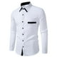 thumbnail image 1 of pstuiky Camisas de manga larga abrigadas para hombre, Camisa informal de color liso con botones, manga larga, cuello vuelto, transpirable y elástica para hombre Tops casuales para hombres m, 1 of 5