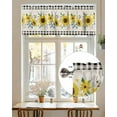 thumbnail image 6 of Farm Sunflower Black Check Retro Linen Valances for Windows,Kitchen Valance Rod Pocket Short Curtain,Watercolor Yellow Flower Valance Curtain Window Valances for Bedroom Living Room 42x12in, 6 of 9