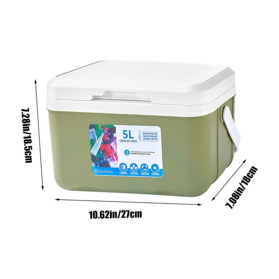 YYUZH Portable Insulated Cooler Box 5L, Leak-Proof Hard-Sided Cooler Keeps Ice Up To 4 Hours, Ideal for Camping, Beach, Picnics, Tailgating and Outdoor Activities, Easy-Carry Handle for Drinks