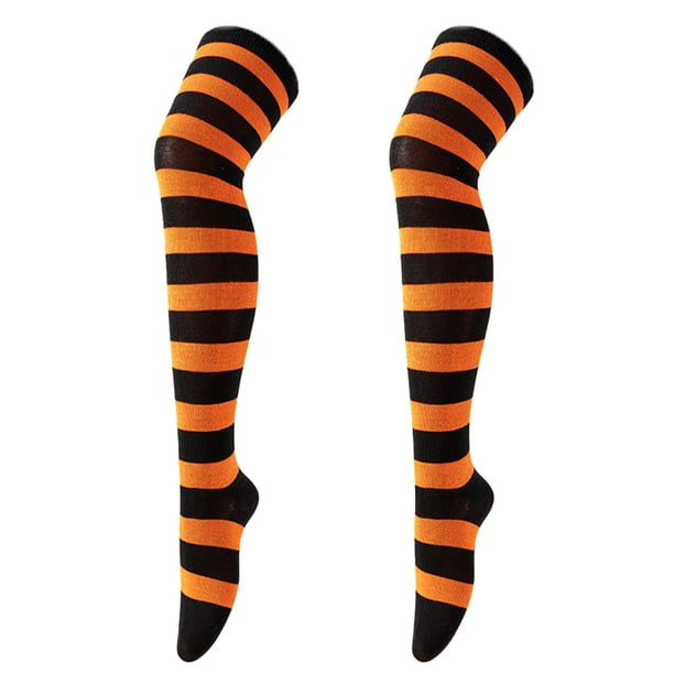 Calcetines altos a rayas para mujer, coloridos, por encima de la rodilla, retro, elásticos, para niñas, cosplay, disfraz de Lolita