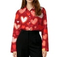 thumbnail image 5 of Kixjoy Valentine Shirts for Women Long Sleeve Casual V Neck Tops Fashion Button Down Spring Collared Shirts Cozy Valentine Vacation Outfits for Women, Red M, 5 of 5