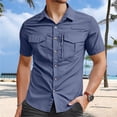 thumbnail image 2 of QHFBli Mens Short Sleeve Button Down Shirts Work Casual Button Up Relaxed Fit Summer Shirt with Two Pockets, 2 of 4