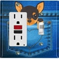 thumbnail image 1 of Metal Light Switch Plate Cover Cute Chihuahua Puppy Dog Pocket DOG006, 1 of 1