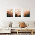thumbnail image 3 of Sun Mountain Forest Lake Nature Scenery Framed Canvas Wall Art Paintings, Minimalist Woodland Nursery Decor Bohemian Artwork, Boho Wall Decor for Living Room Bedroom Bathroom Office (12x16inch x3), 3 of 6