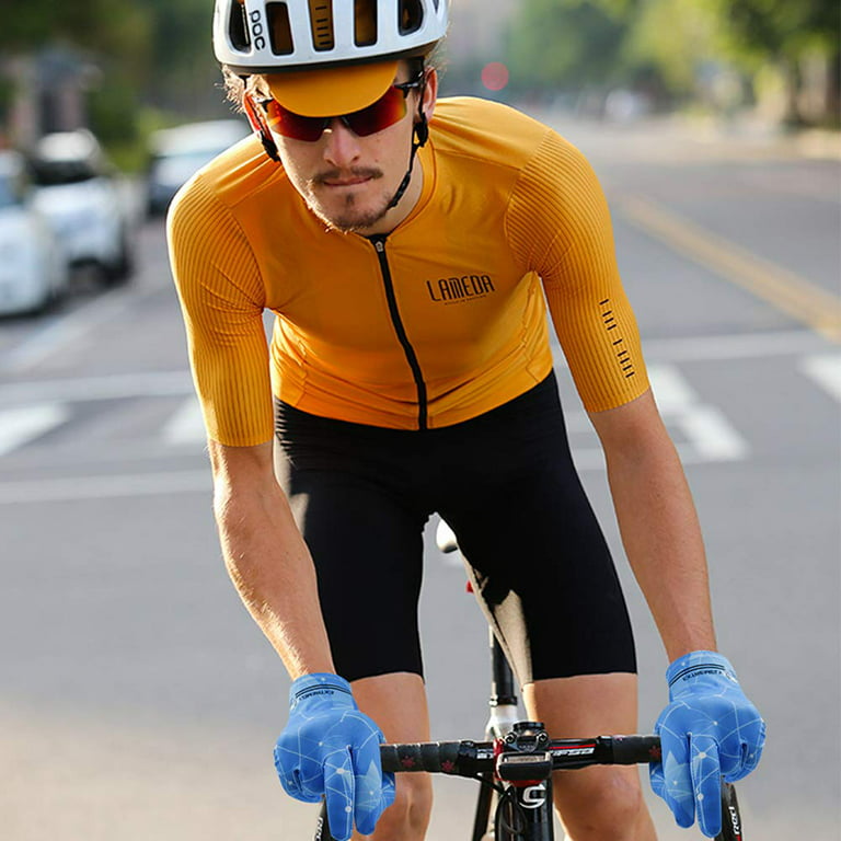 SAVIOR Full Finger UV Protection Lightweight Sun Ice Silk Gloves,Outdoor  Cycling Sport Gloves for Men Women,Blue Line