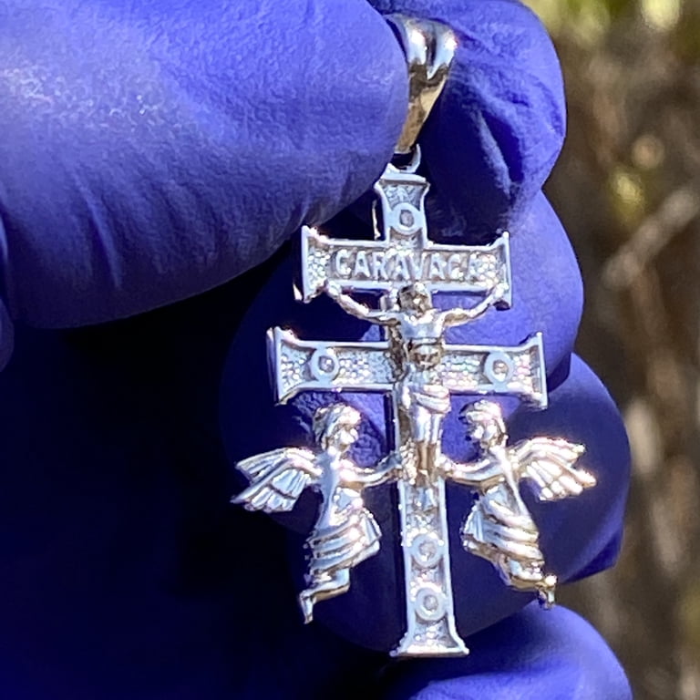 Pendentif Croix De Caravaca Argent 925, Petit Modèle (17+5 Mm), Avec Coffret
