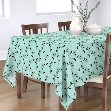 

Cotton Sateen Tablecloth 70 Square - Soft Scandinavian Dandelion Mint Flowers Summer Blossom Aqua Style Spring Abstract Print Custom Table Linens by Spoonflower