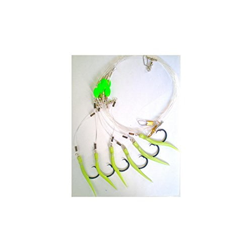 R&R DDR80 Deep Drop Rig 8/0 Noir, Cercle Moutarde 6 Crochets