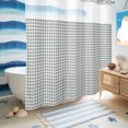 thumbnail image 6 of No Hook Shower Curtain, Modern Minimalist Art Shower Curtains for Bathroom with See Through Top Window, Rustic Farmhouse Polka Dots Blue Waterproof & Washable Bath Curtain 66"x72", 6 of 9