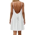 thumbnail image 5 of Xaqiouau Womens Solid Spaghetti Strap Mini Dress Backless Casual Summer Loose Swing Dress Sleeveless Beach Vacation Sundress, 5 of 7
