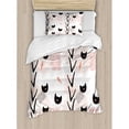 thumbnail image 3 of Modern Queen Size Duvet Cover Set, Cute Cat Faces with Dotted Whiskers Kittens Animals Kids Nursery Theme, Decorative 3 Piece Bedding Set with 2 Pillow Shams, Dark Coral Black Peach, by Ambesonne, 3 of 3