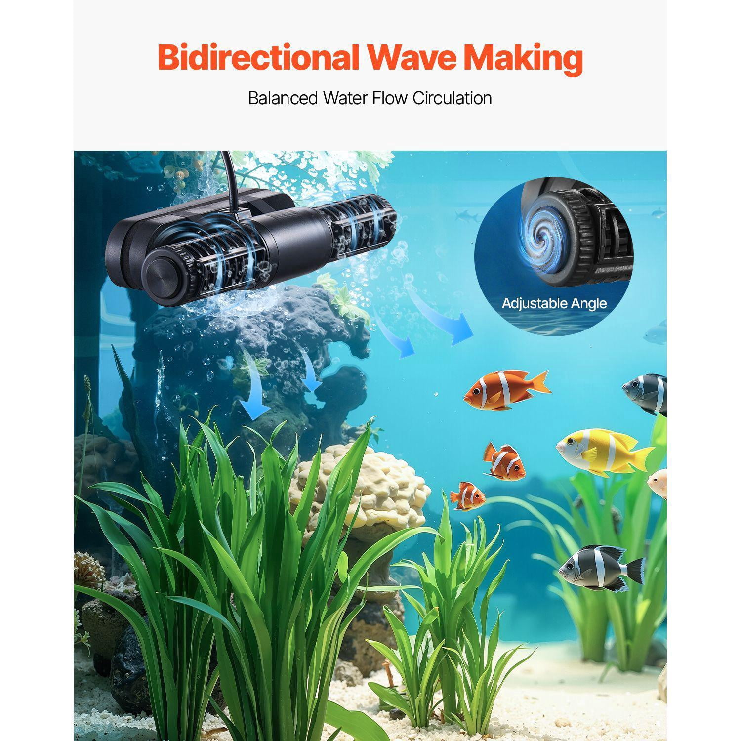 25W 2380 GPH Adjustable Magnetic DC Wave Maker Pump with Controller 360 Rotation for Saltwater Freshwater Aquarium