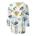 thumbnail image 4 of Pisexur Hauts pour Femmes Grande Taille Mode Chemises 3/4 Automne Décontractées Blouses à Col Rond Mignonnes à Imprimé Floral Tuniques Amples, 4 of 5