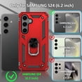 thumbnail image 2 of Phone Case for Samsung S24 Case Samsung Galaxy S24 Phone Case, Military Grade, Heavy Duty, with Ring Holder Stand, Support Magnet Car Mount for Samsung Galaxy S24 Case Red, 2 of 9