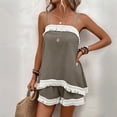 thumbnail image 4 of Pounoo Women's Two Piece Sets Spaghetti Strap Fringe Trim Cami Top and Shorts Bohemian Resort Lightweight Airy Relaxed Fit Vacation Outfits Gift, 4 of 9