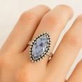 thumbnail image 4 of Women’s Iolite Ring – Marquise Cut Gemstone Vintage Oxidized Silver Ring, Handmade Healing Crystal Ring Size US 12, 4 of 7