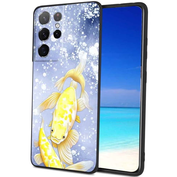 Compatible with Samsung Galaxy S22 Ultra Phone Case, Gold-Koi-Fish-1 Case Silicone Protective for Teen Girl Boy Case for Samsung Galaxy S22 Ultra