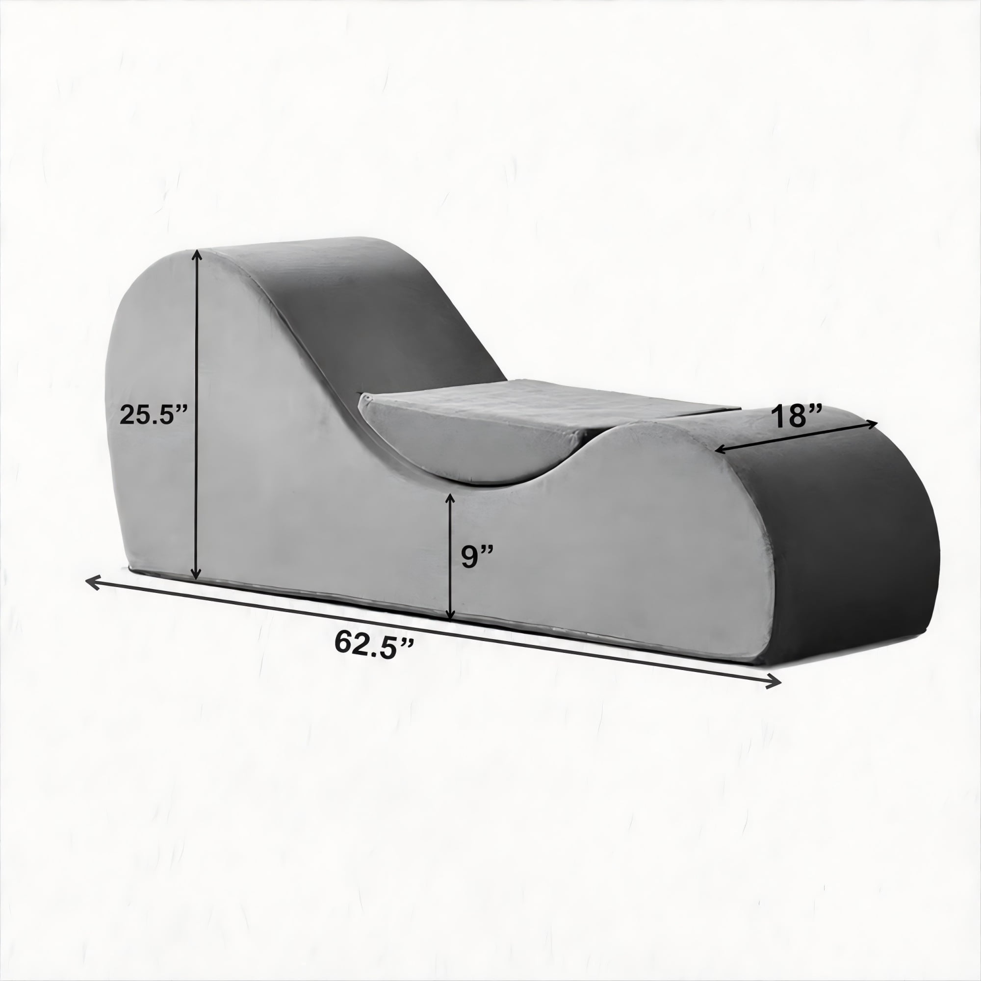 BSHTI 62.5" Polyurethane Yoga Chaise Lounge Chair with Washable Cover, Lazy Seating for Small Spaces(Gray)
