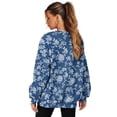 thumbnail image 2 of HELLHERO Flower Print Women Pullover Top Long Sleeve, Warm Crewneck Sweatshirt with Pocket Oversized Sweatshirt Fashion Clothes Size XXL, 2 of 7