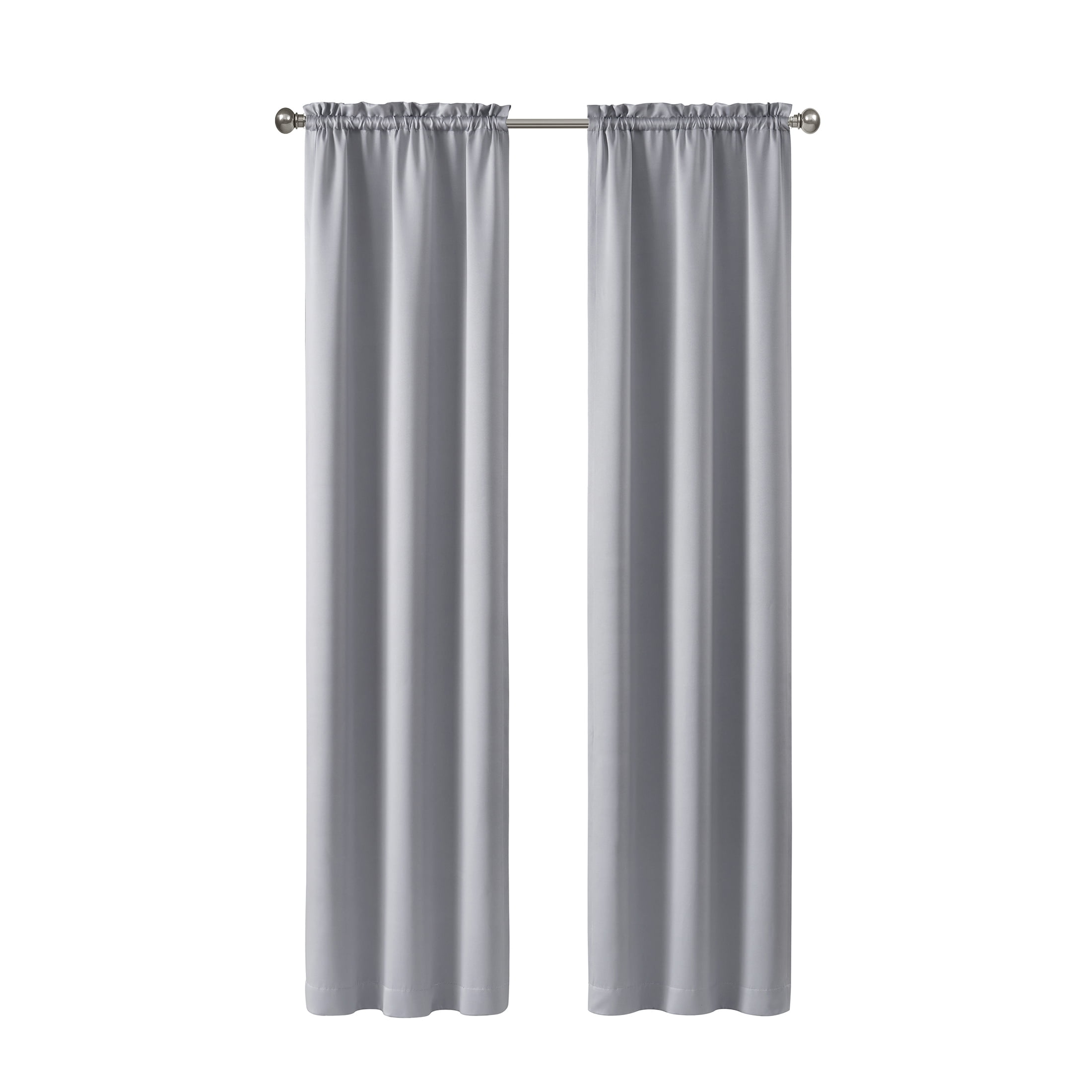 Mainstays Solid Blackout Curtain Panel Pair, Set of 2, Light Gray, 30”W x 84”L