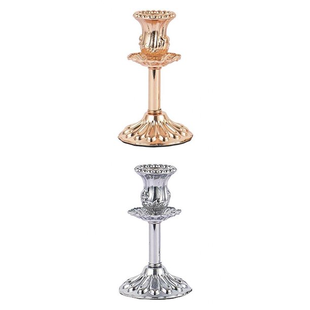 2 candelabros elegantes de metal para pilar votivo, soporte para velas para fiestas. 14cm