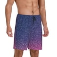 thumbnail image 2 of Pofeuu Violet Glitter Print Men's Soft Woven Elastic Waistband Sleep Pajama Short-X-Large, 2 of 6