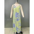 thumbnail image 3 of Women Dresses Summer Spaghetti Strap Sleeveless V Neck Sundress Boho Floral Vacation Maxi Dress Suspender Dress Yellow M, 3 of 8