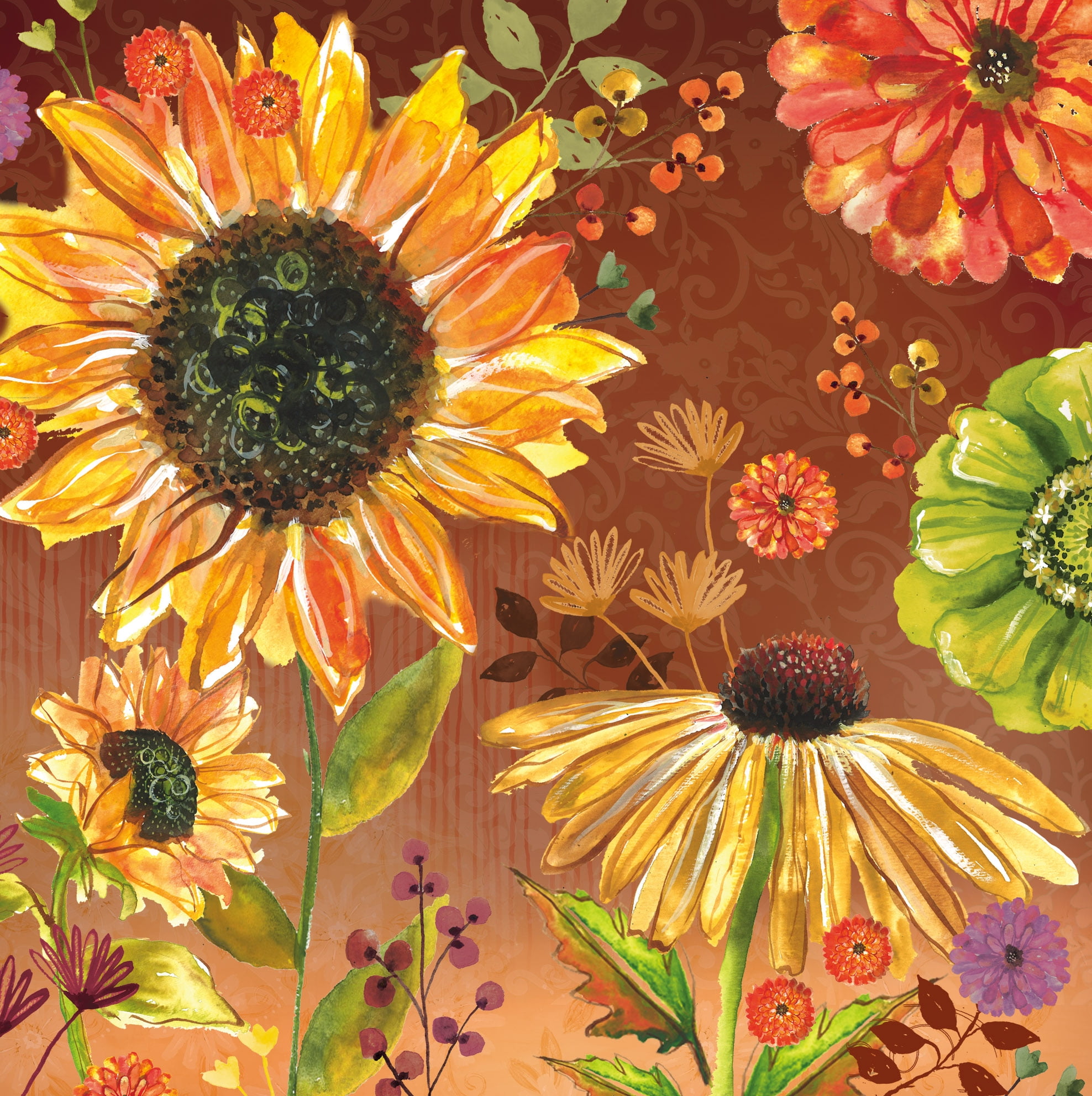 Cypress Home Sunflower Blooming Paper Cocktail Napkin, 20 count