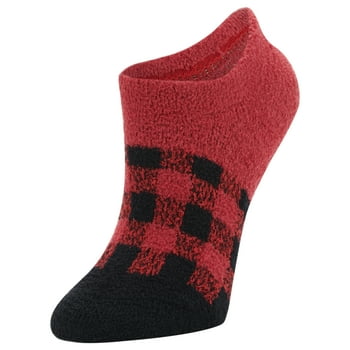 Airplus Holiday Aloe Infused Spa Footie Sock, Check Me Out Red/Black Women's Medium, 1 Pair.