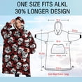 thumbnail image 4 of Oversized Wearable Blanket Hoodie,Black Skull Rose Pattern Sherpa Blanket Hoodie with Super Pockets,Super Warm Fuzzy Pullover for Women & Men, 4 of 6