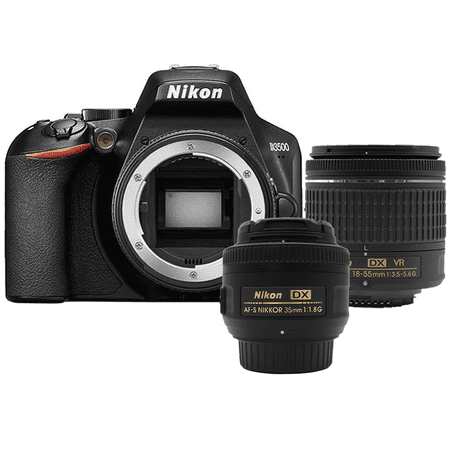 Nikon D3500 24.2MP D-SLR Camera with Nikon 18-55mm AF-P Lens + Nikon 35mm 1.8G (Best Nikon 35mm Camera)