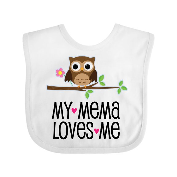 Inktastic Mema Loves Me Girl Owl Girls Baby Bib