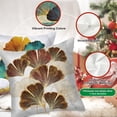 thumbnail image 3 of Funda de almohada corta de felpa con hoja de Ginkgo, color verde y dorado, funda de cojín para sofá, 3 of 5