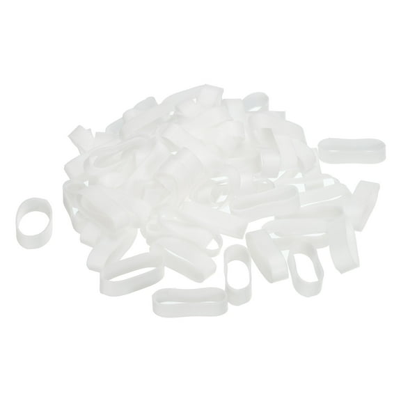 Silicone Rubber Bands Rings 50 Pack Non Slip 1" Flat White for Books, Art, Boxes, Cord Wrapping, Bag Wraps