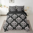thumbnail image 2 of Erosebridal Baroque Gothic Print Bedding Sets Queen Size,Blue Boho Floral Comforter Sets with Sheets,White Black Jacquard Bed in a Bag Queen Size,Super Cozy Room Decorative Reversible,7-Piece, 2 of 7