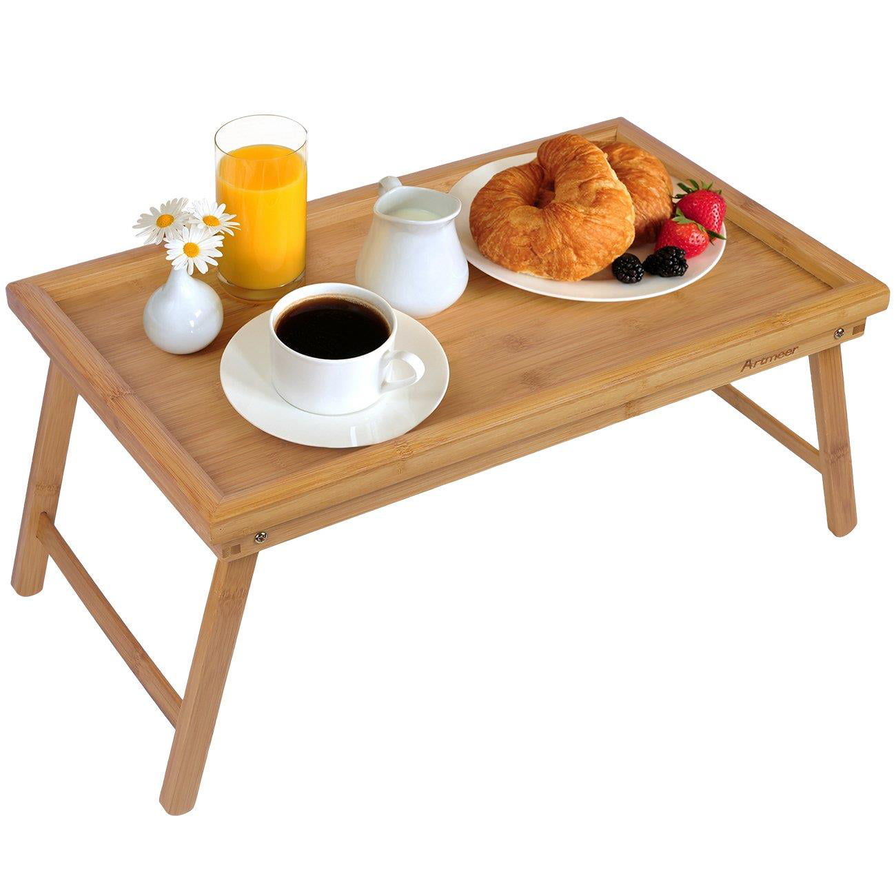 Ktaxon Bamboo Adjustable Bed  Tray  with Folding Legs Lap 