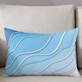 thumbnail image 2 of Ombre Blue and White Throw Pillow Cover Case, Couch Sofa Bed Pillowcase, Soft Decorative Lumbar Pillow Protector, Abstract Modern Lines Winter 12x20Inch Reversible Pillow Shams with Zipper, 2 of 6