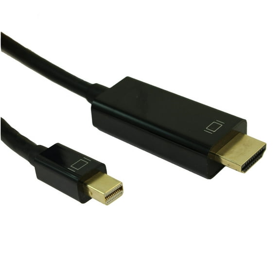 10ft Mini DisplayPort to HDMI Cable 30AWG Gold Plated, 4Kx2K@30Hz, Black