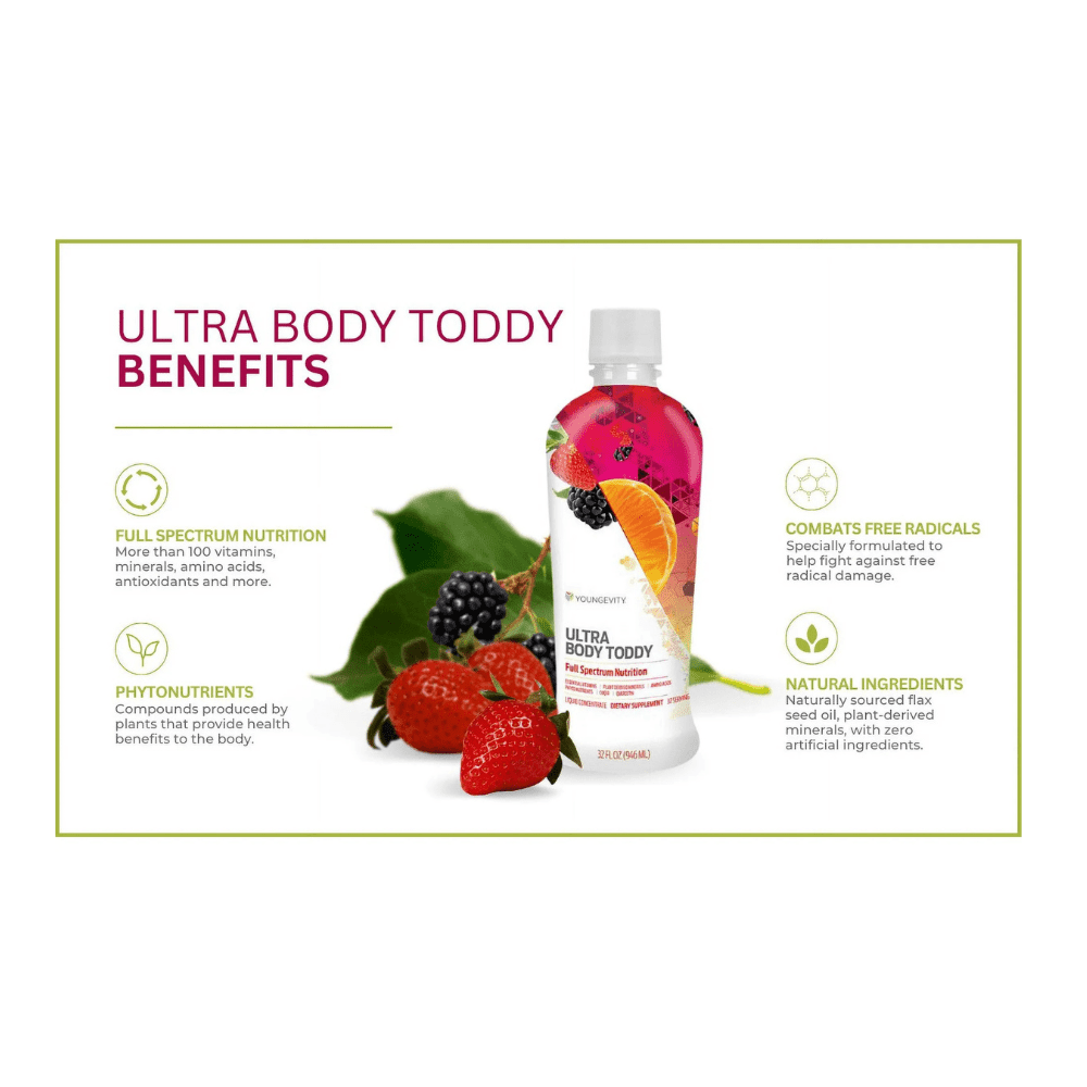Youngevity Ultra Body Toddy Liquid Multivitamin – Health Theme & Antioxidants – 2 Bottles (32 oz) – 100+ Nutrients