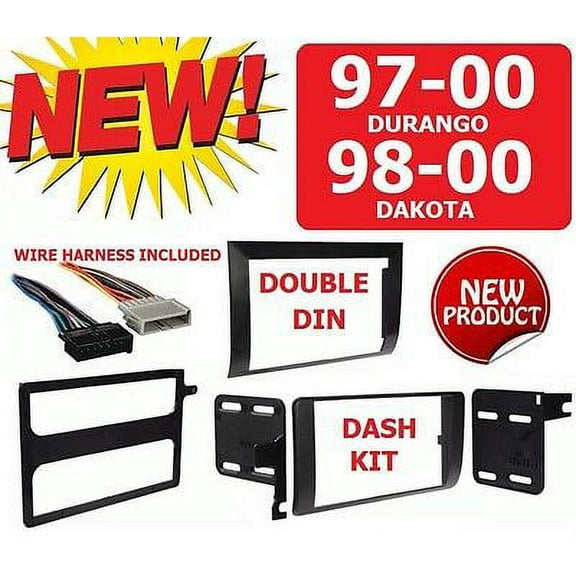 97-00 DURANGO 98-00 DAKOTA Car Radio Stereo Installation Double Din Dash Kit
