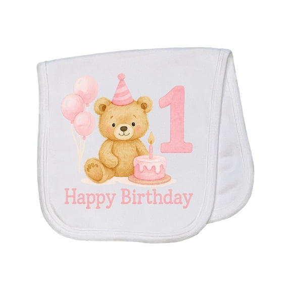 Inktastic Cute Teddy Bear 1st Birthday Party Baby Burp Cloth